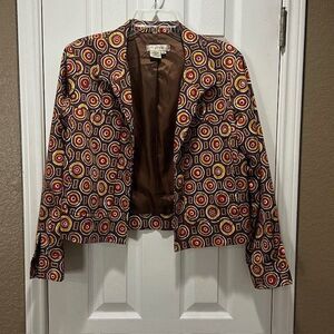 Vintage Transitions Women's Lined Blazer Retro Funky Circle Sz Med Open Front